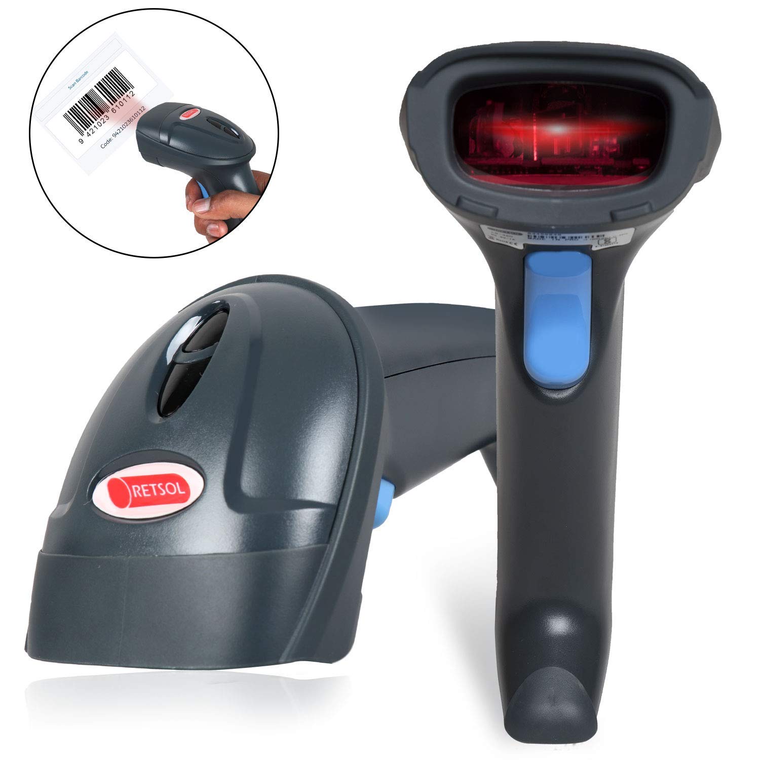 RETSOL LS 450 Laser Barcode Scanner BIS Approved, Handheld 1 D USB