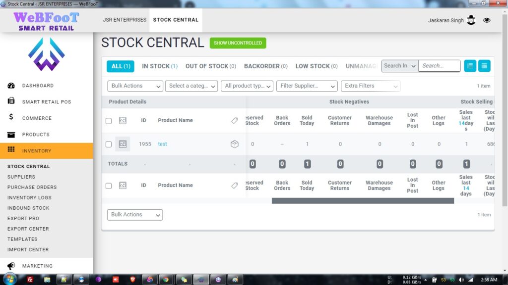 Advanced Stock Management software for windows PC. WeBFooT SMART RETAIL.