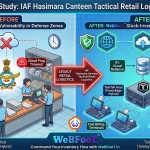 Architectural diagram showing the IAF Hasimara Canteen transition from cloud-vulnerable POS to an air-gapped WeBFooT Stock-Inventory OS using a local TolsTeK Host server.